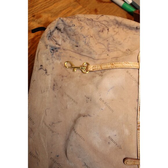 Brahmin Copa Cabana Embossed Leather Satchel Tan Brown Vintage Tote - Picture 10 of 13